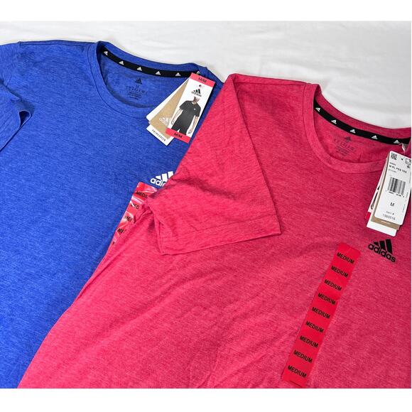 ✨Adidas Men Performance T-Shirt 2-Pack Blue Red Heather Size M NWT Training Tee - Picture 1 of 9